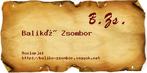 Balikó Zsombor névjegykártya