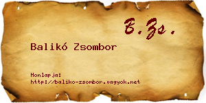 Balikó Zsombor névjegykártya